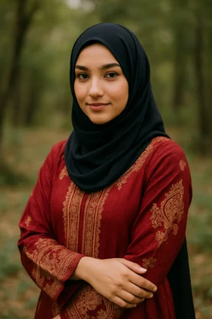 Stylish Front-Open Burkha with Matching Hijab – Contemporary Modest Wear